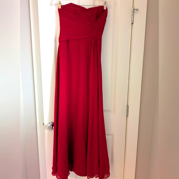 Badgley Mischka Bridesmaid Collection Dress deep Red 6 - Picture 1 of 4